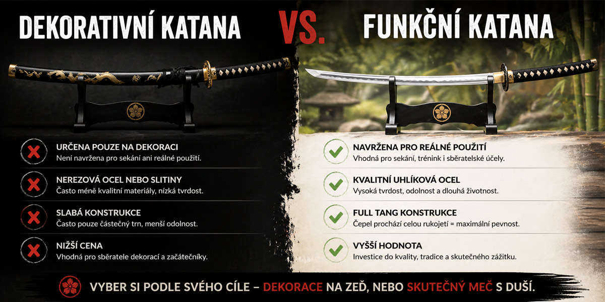 dekorativní vs. funkční katana